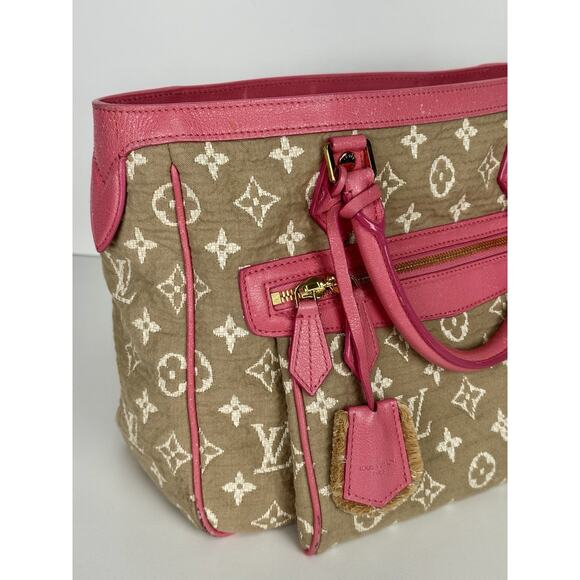 Louis Vuitton Sabbia Cabas Tote Bag in Monogram Canvas w Pink Leather Trim D-9 - Picture 10 of 16